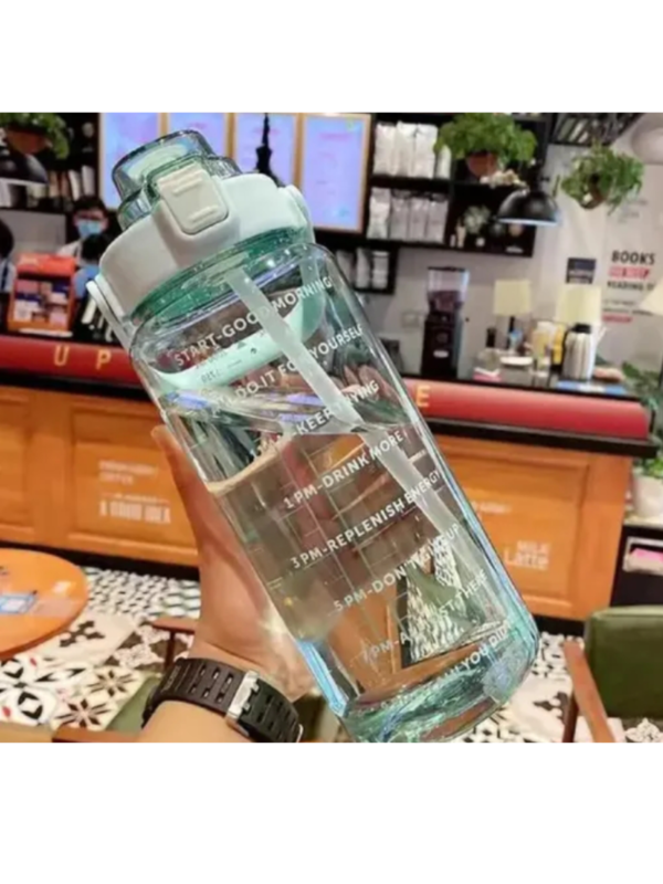 Sipper Water Bottle For Adults With Motivational Time Marker & Leak Proof Non-Toxic Transparent Water Bottle For Office, Gym, School, Collage, Home (2 Litre).