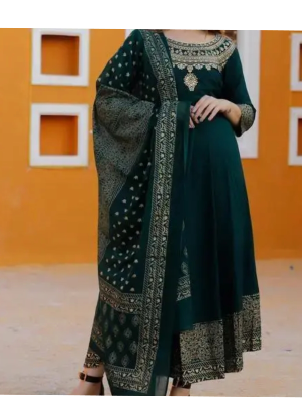 Womens & Girls Rayon Anarkali Kurti With Duptta 2 Pice Set