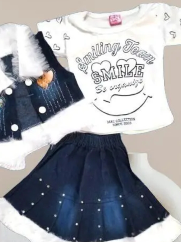 Pretty denim days- stylish top s skirt set for girls