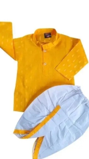 Yellow kurta set with dhotl for ethnic wear and party wear