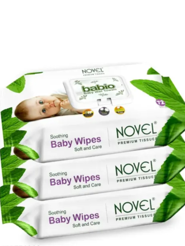Novel baby wipes 72 sheets pack of 3