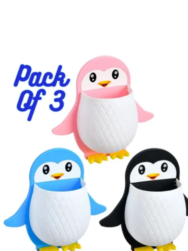 Kids penguin toothbrush and accessory holder
