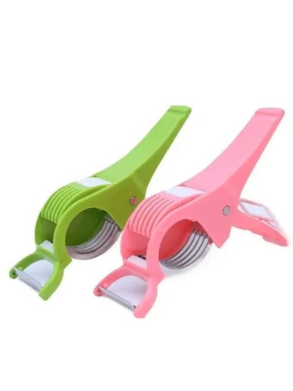 2 In 1 Veg Sharp Stainless Steel 5 Blade Cutter with Peeler for Kitchen Slicer and Peeler with Smart Locking System Vegetable & Fruit Grater & Slicer (Pack of 2)