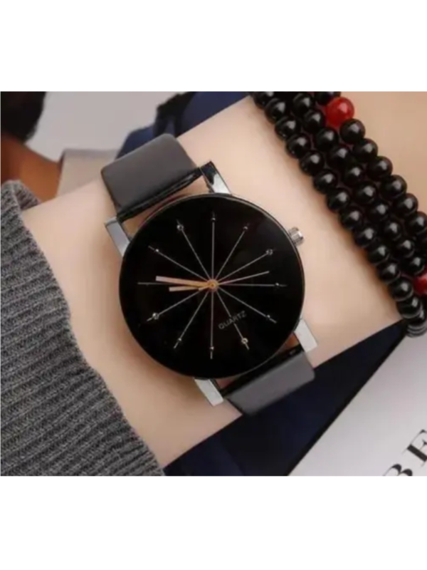 Attractive Women Black Faux Leather/Leatherette Analog Watch