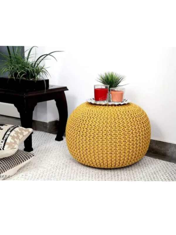 Vikas Enterprises Hand Knitted Pouffe – Cotton Braided Ottaman Stool for Home & Offic