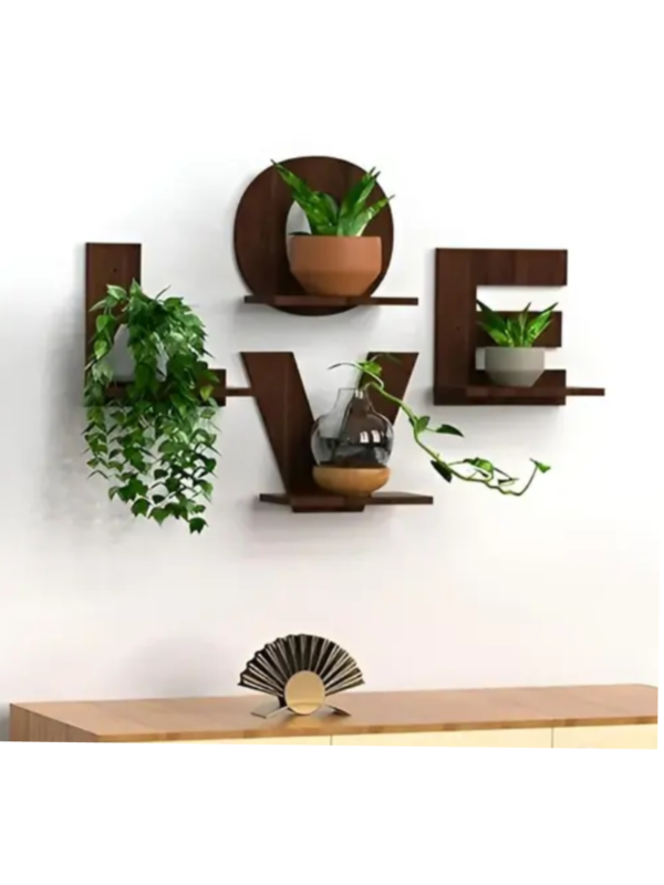Set of 4 Love MDF Wooden Wall Shelf.
