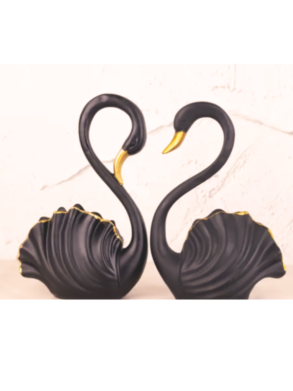 Avi Art PolyResin Swan Set of 2 Showpiece, Best for Home Decor , 9.5 Inch