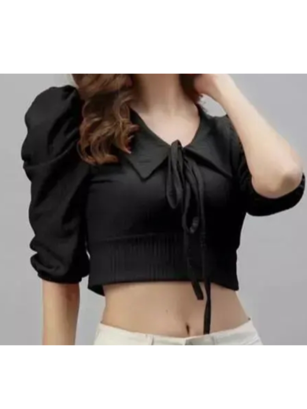 Modern Classic Puff Style Full Sleeve Crop Top