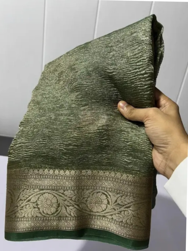 Trendy banarsi tissue crossed sarees