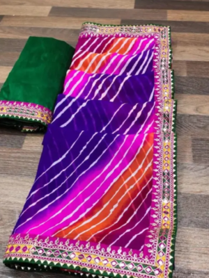 sawan special leheriya print saree