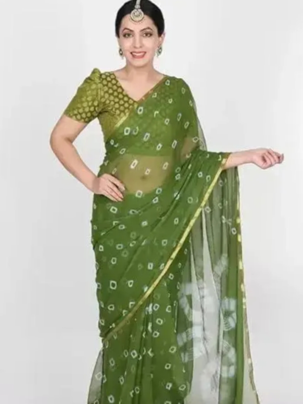 Woman s chiffon bandhani printed sarees