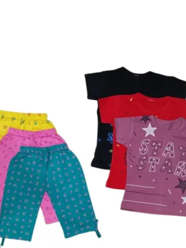 Girls tshirt and Capri combo pack of 3
