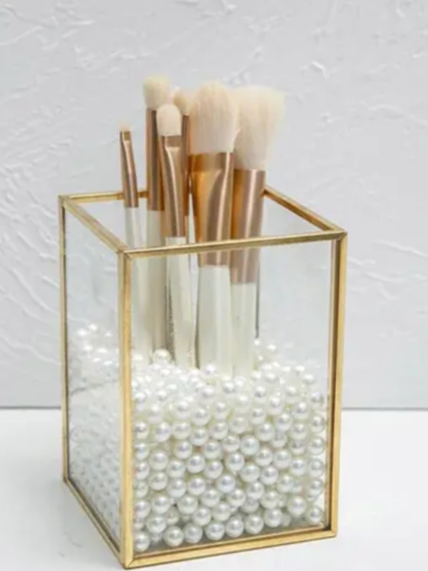 Brass glass makeup and jewelry