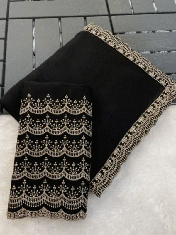 Pack of 1 women chiffon black sarees