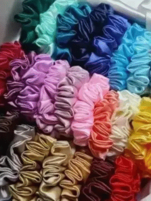 Multi colour satin scrunchies