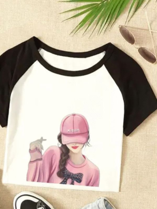 Trendy girls &kid”s print half sleeve tshirt
