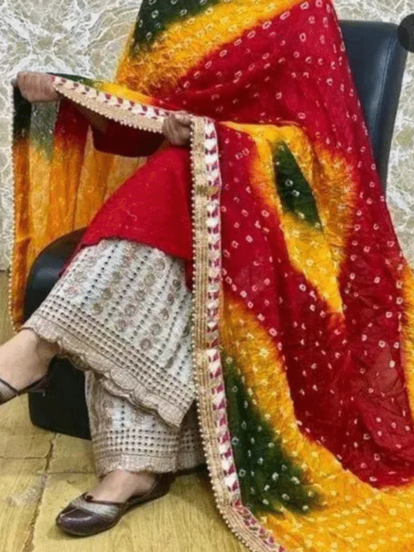 Beautiful attractive Rajasthani art silk bandhani