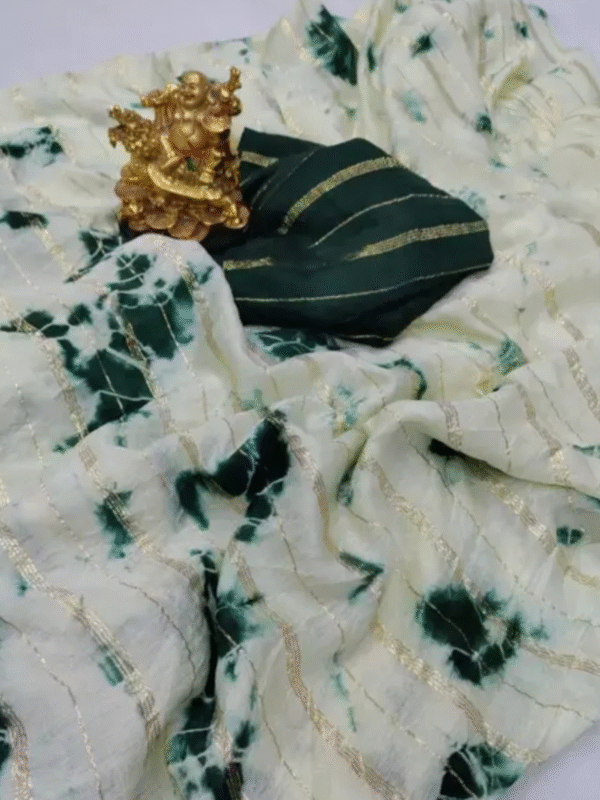 Green shibori print sarees for women