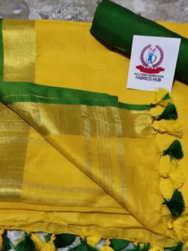 Trendy cotton slub saree zari border