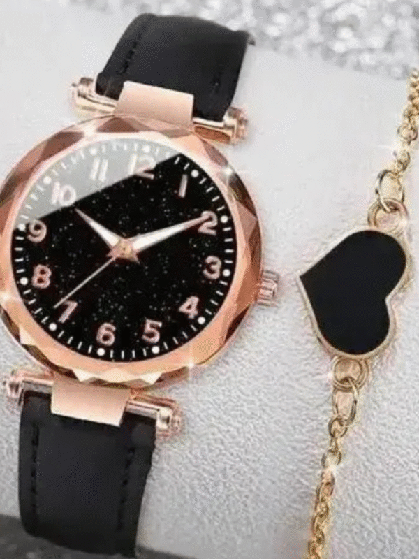 Beautiful black leather watch