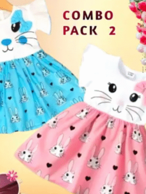 Printed trendy trendy frock for girls pack of 2