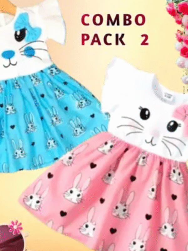 Printed trendy trendy frock for girls pack of 2
