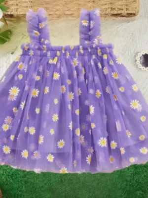 Sleeveless printed net partywear princess