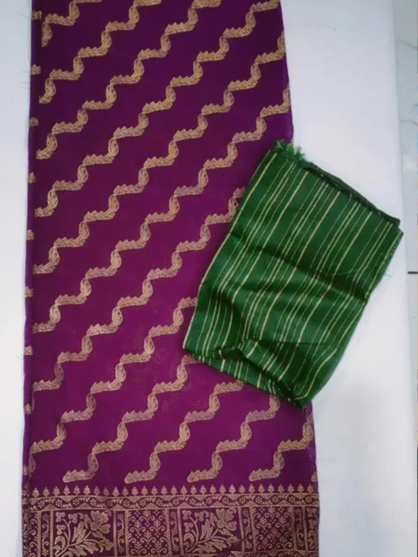 Fancy foil print sarees with lehenga design